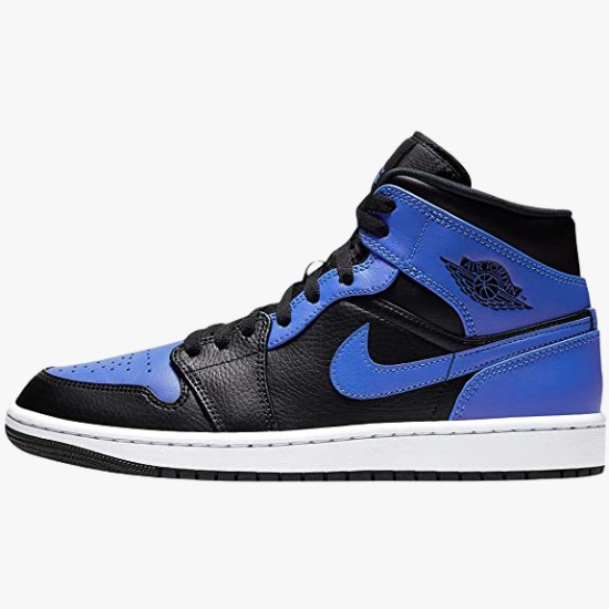 Repsneakers Air Jordan 1 Mid Hyper Royal Tumbled Leather 554724-077 Shoes